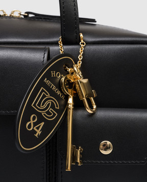 Dolce&Gabbana Black leather keychain with key and branded token BI3479A0500
