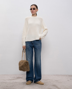 Twinset White alpaca sweater with logo 252TT3060