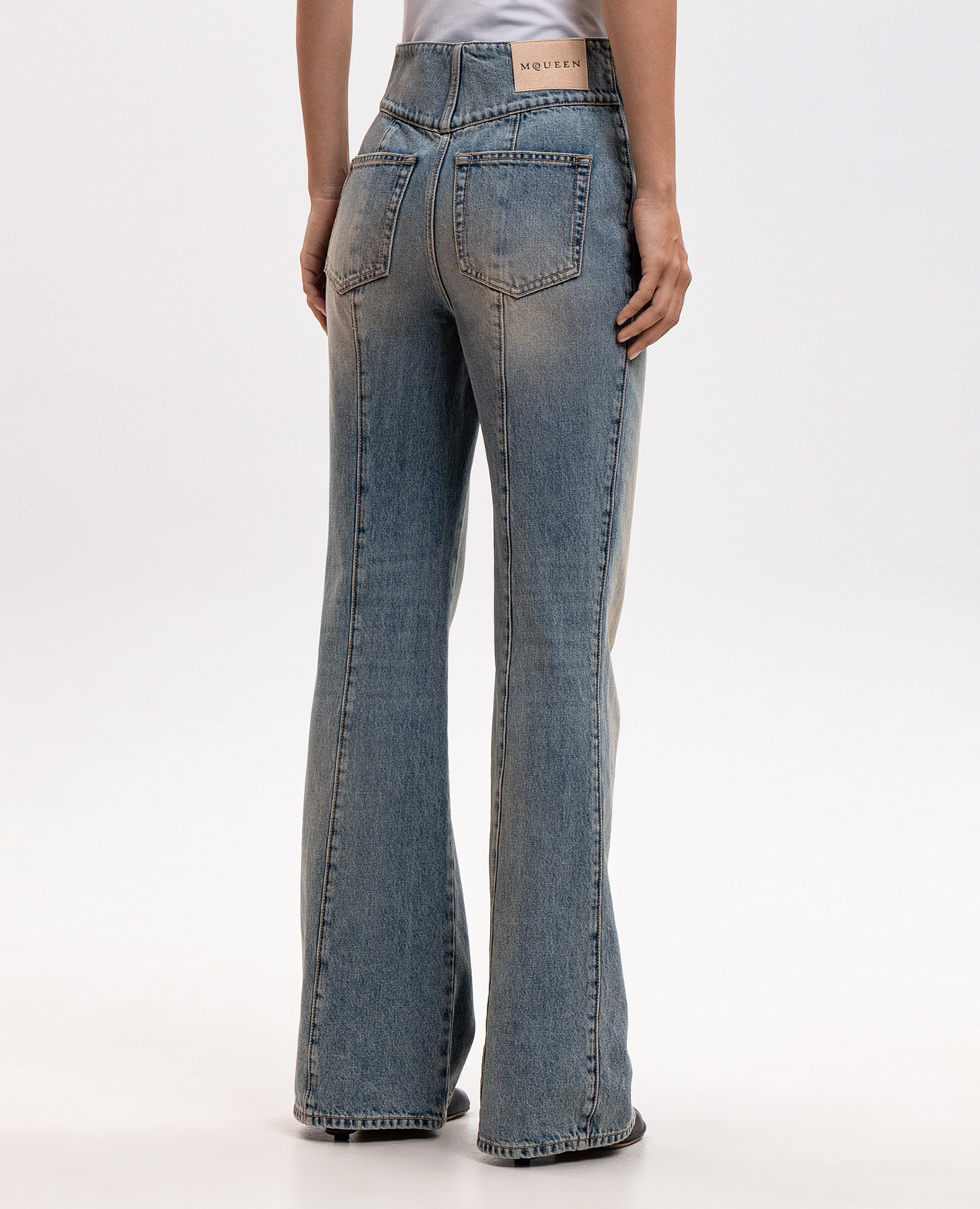 Blue flared jeans with cuffs Alexander McQueen 4