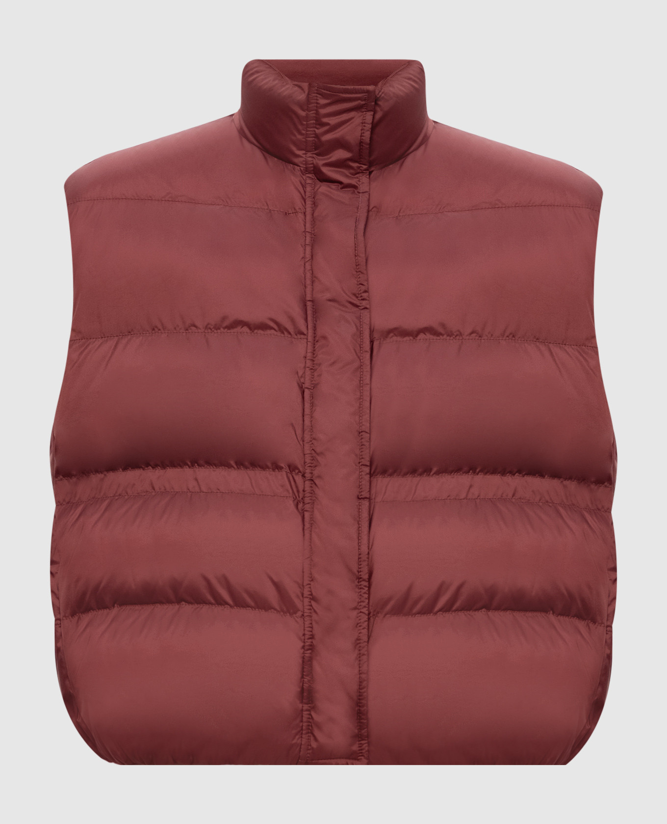 Burgundy quilted down vest