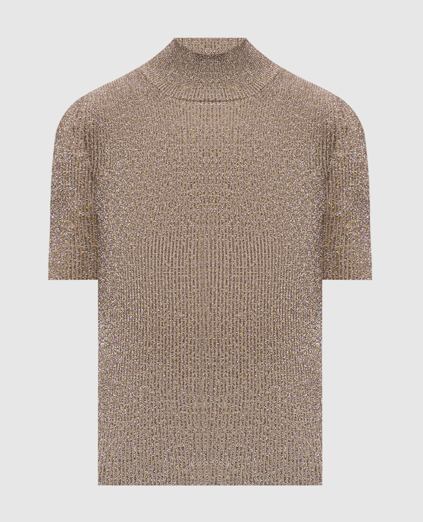 Beige ribbed top with lurex