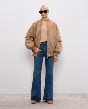 Dondup Beige bomber jacket with drape DJ773PX0142DXXX