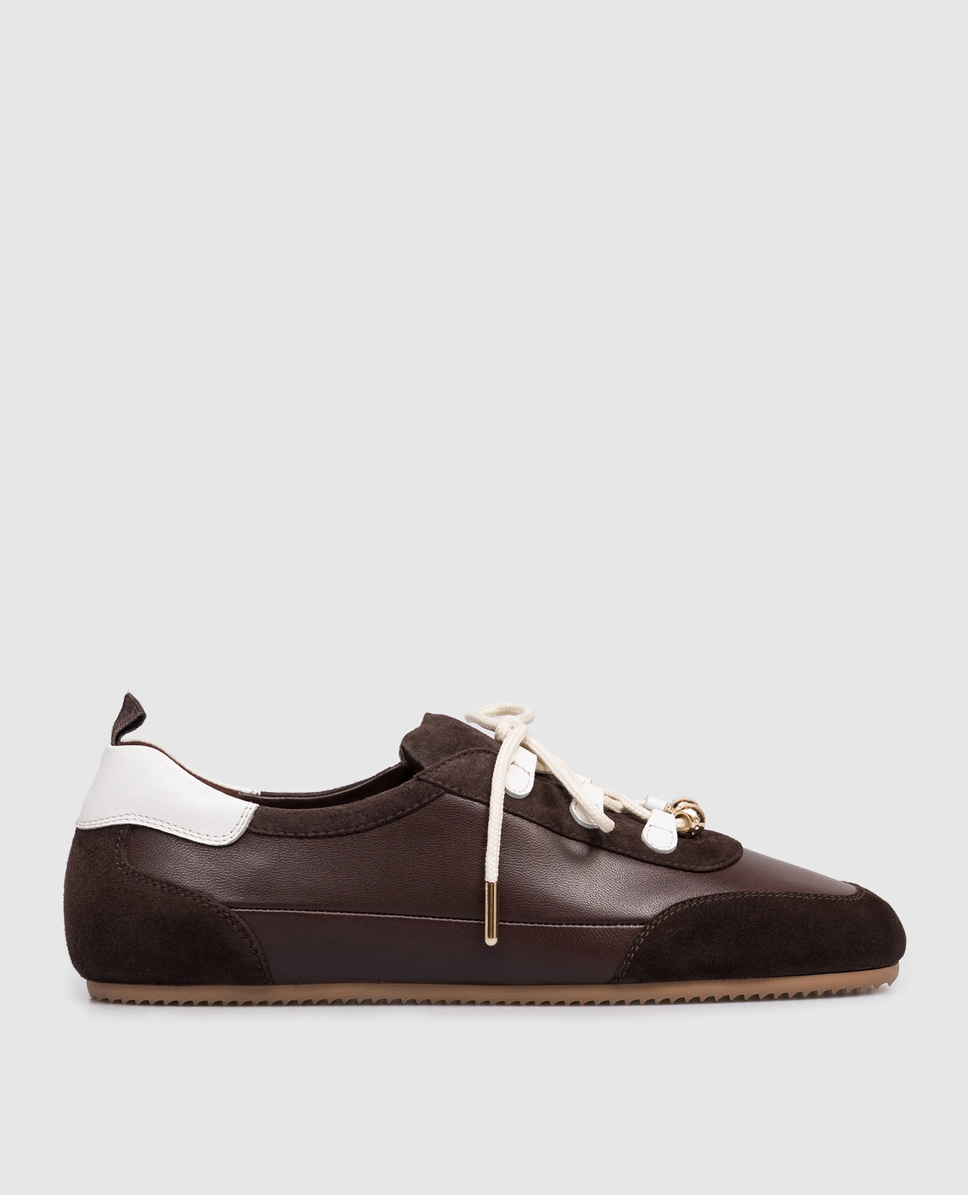 Brown leather sneakers with beads