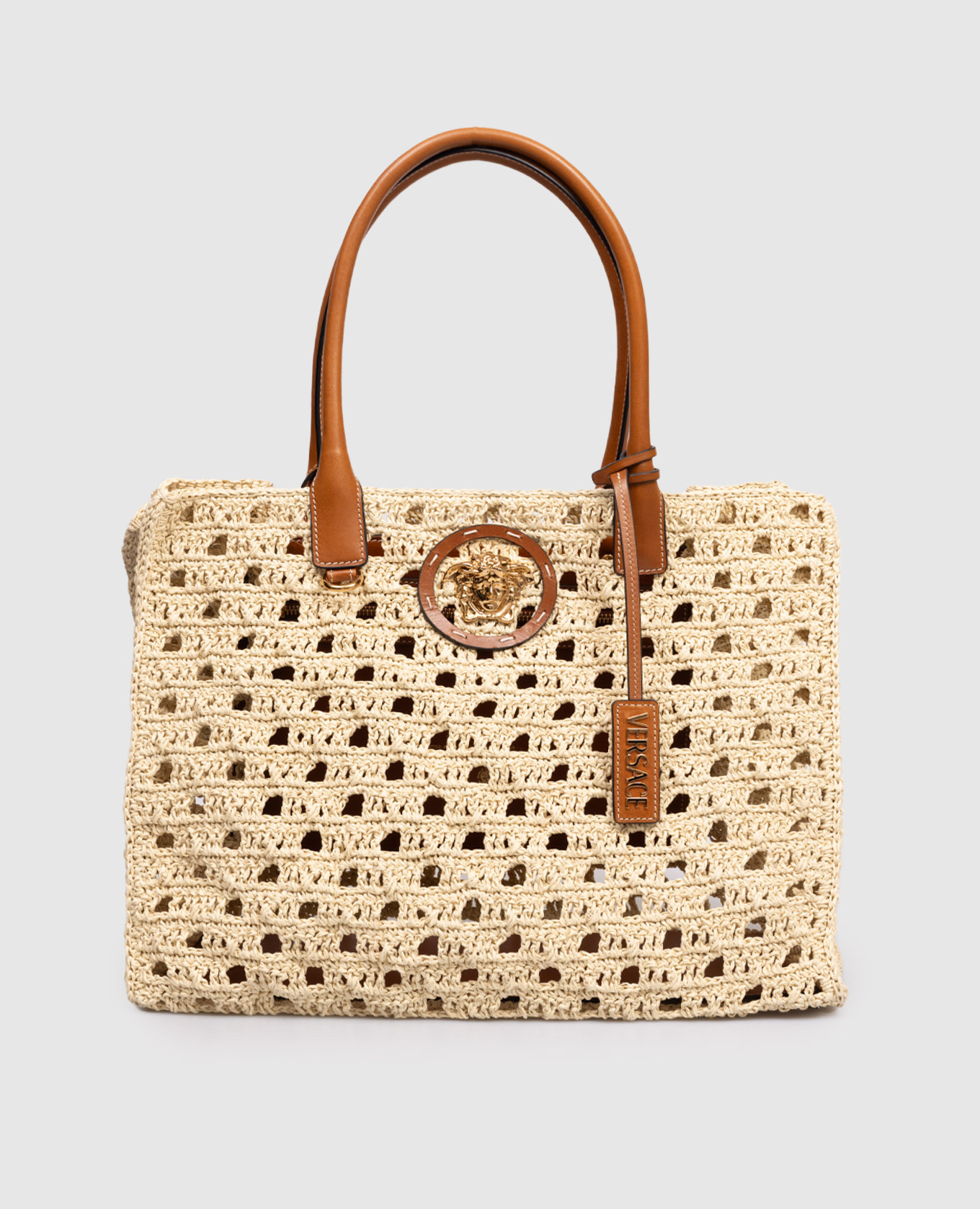 

Beige La Medusa raffia bag Versace