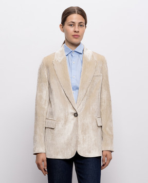 Peserico Beige corduroy jacket with monil chain A0170401597
