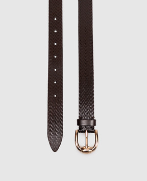 Brunello Cucinelli Dark brown embossed leather belt MAUEH265