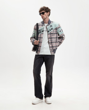 Off-White Insulated bomber jacket with checked wool 44XEH05RS26F001