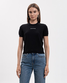 Alexander Wang Black cropped T-shirt with crystals 1KC3261083