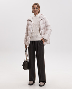 Peserico Beige down jacket with monil chain A24120J6957