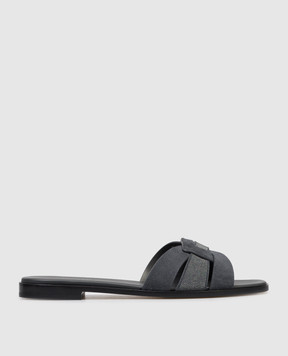 Doucal's Gray suede flip-flops with a monil chain DD8906DEGNUF278