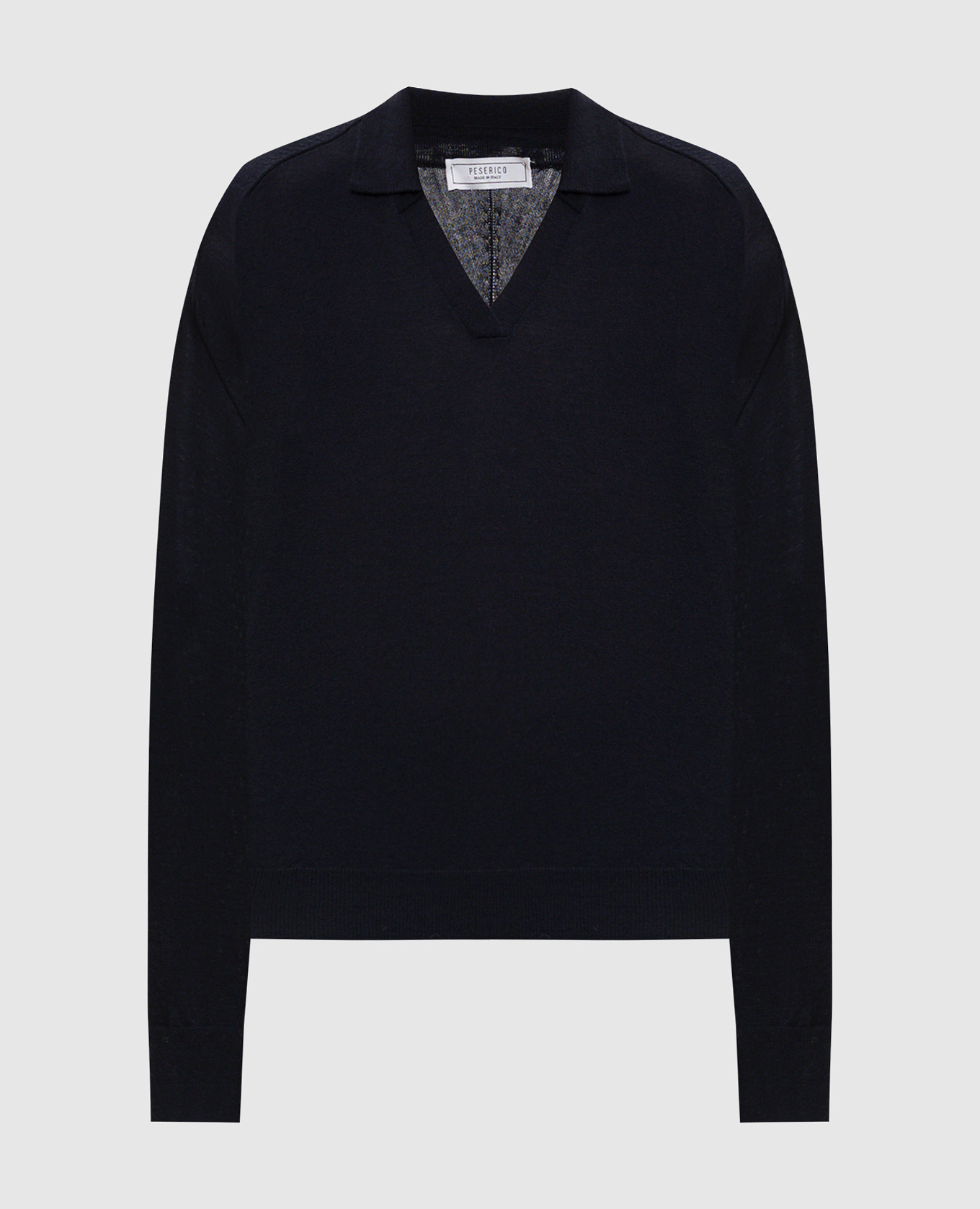 

Blue wool pullover with polo collar Peserico