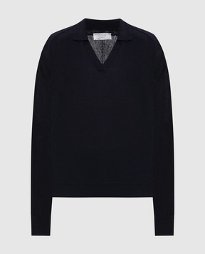 Peserico Blue wool pullover with polo collar S99426F1809770