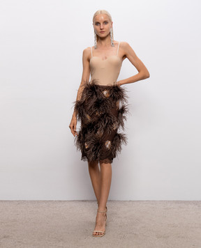 16Arlington Brown Arno skirt with feathers SMD215SS2601