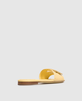 Fendi Yellow Baguette leather flip-flops 8R8136AQY2