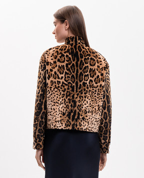 Max Mara Brown velvet jacket in leopard print MSTEDRO