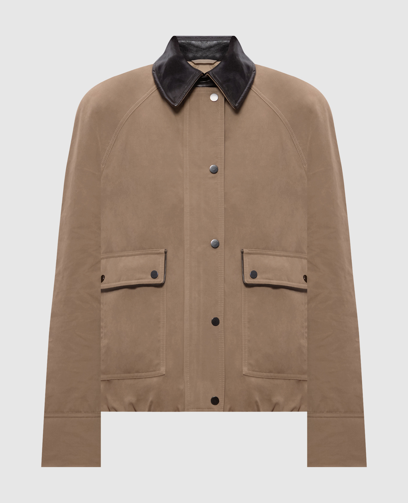 Beige down jacket with monil chain
