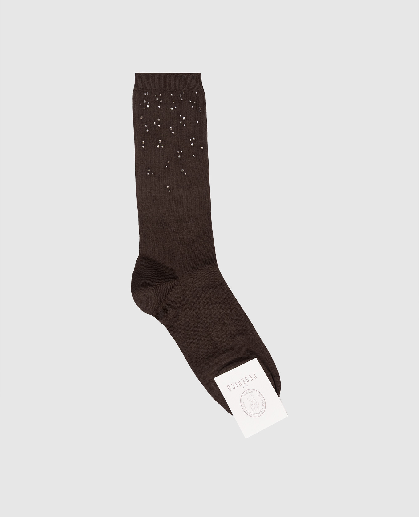 Brown socks with crystals