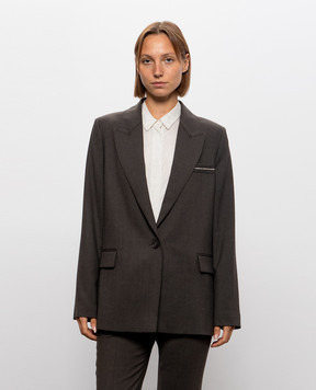 Peserico Brown jacket with wool S0163702660