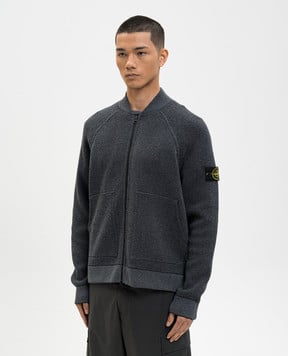 Stone Island Grey cardigan with logo patch L1S155100019S00N9
