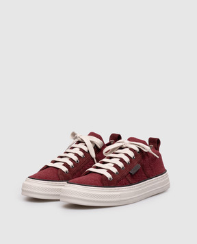 Brunello Cucinelli Burgundy sneakers with a monil chain MZ60G3333P