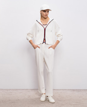 Brunello Cucinelli White sweatpants with logo patch MG927P9194