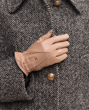 Valentino Beige leather gloves 9W2GDA57CZV