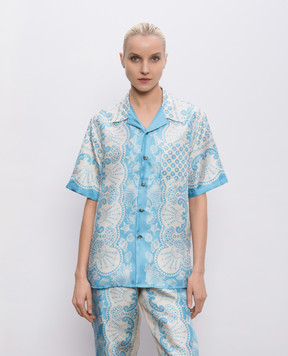 MANTERO 1902 Leon blue silk blouse 0217A2811T0879H