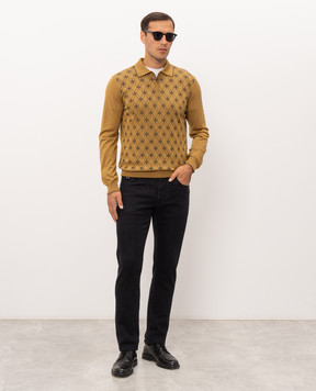 Stefano Ricci Brown wool, silk and cashmere polo shirt KE08025P30E26476