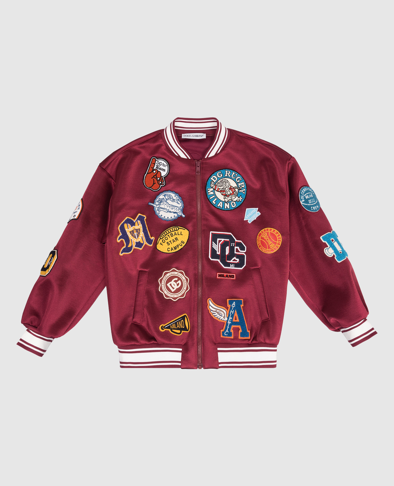 

Children's burgundy bomber jacket with branded patches Dolce&Gabbana
