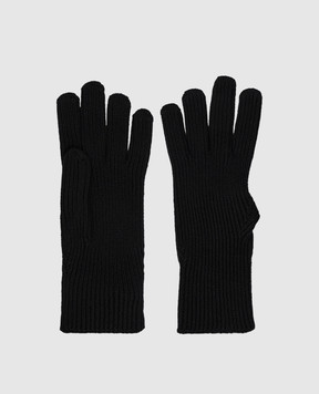 Moncler Black wool gloves with logo patch L20913A00007A9342