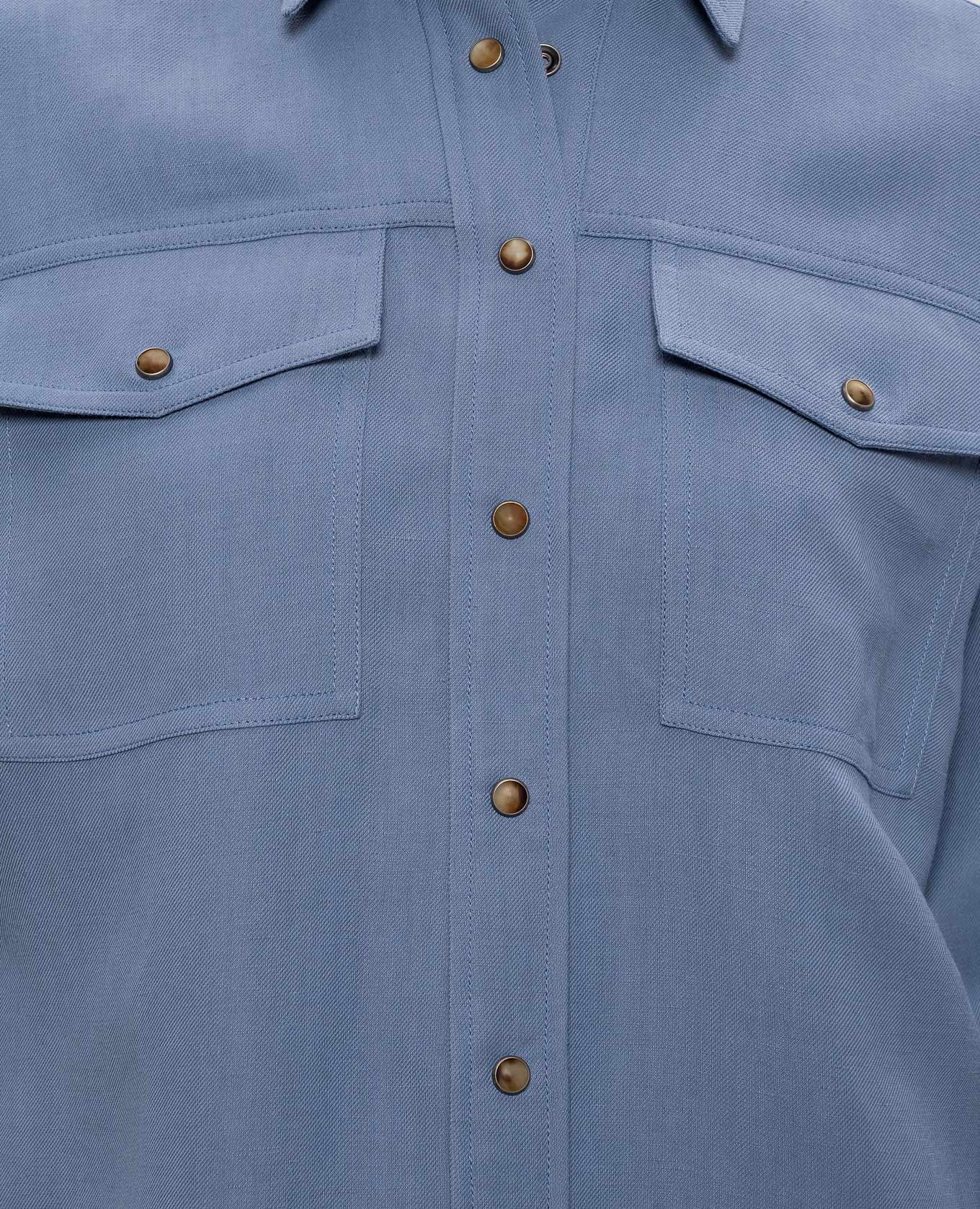 Blue shirt with linen Brunello Cucinelli 5