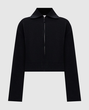 Allude Black cropped wool and cashmere cardigan 26517611