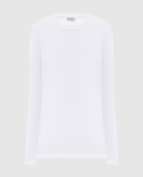 Brunello Cucinelli White longsleeve with monil chain MPT18B0107