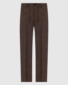 Stefano Ricci Brown linen, wool and silk trousers M1T6100018B127HA