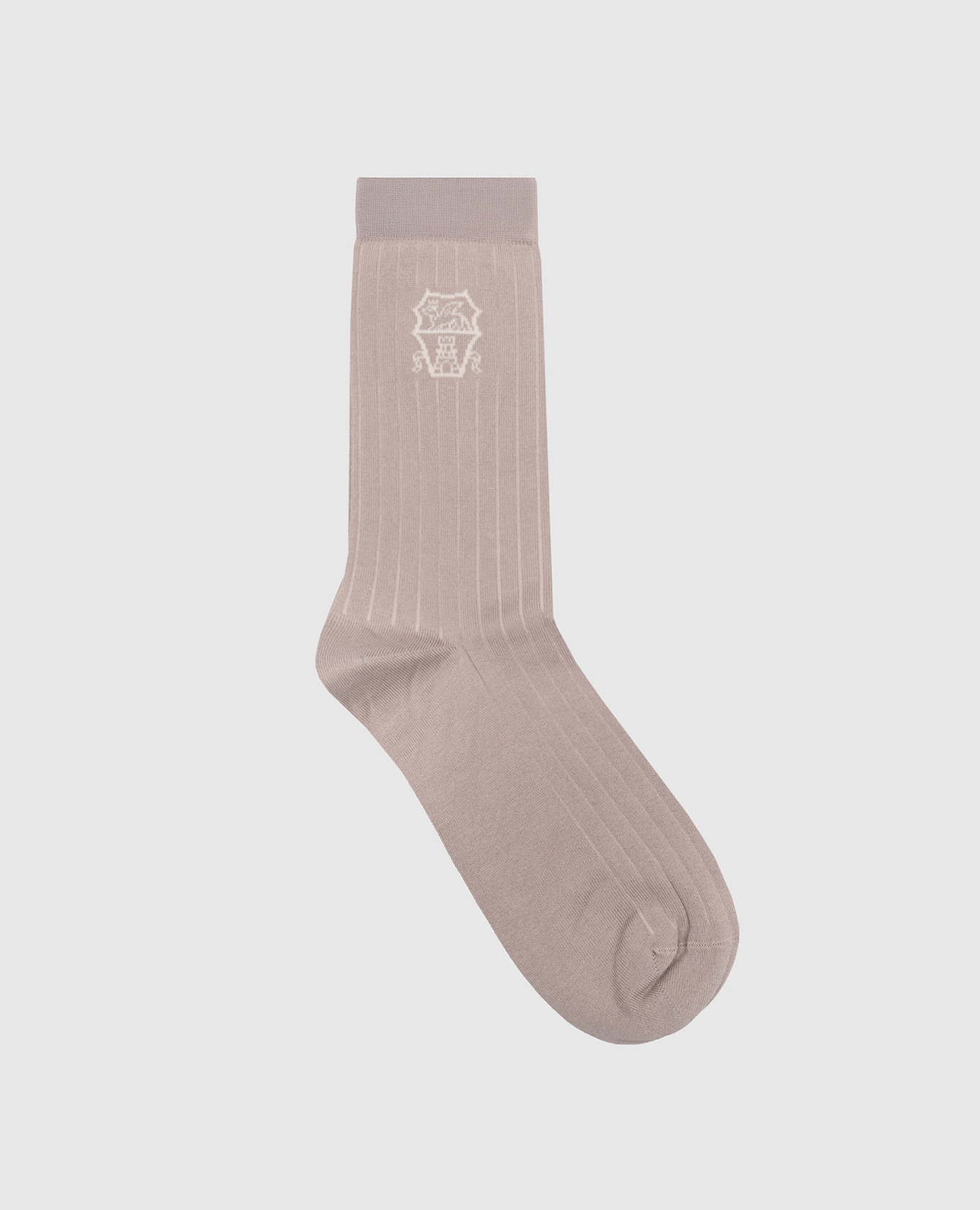 Beige socks with logo pattern