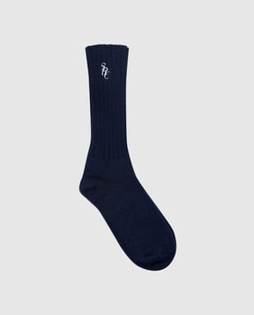 Sporty & Rich Blue socks with monogram embroidery AC09775302BL32