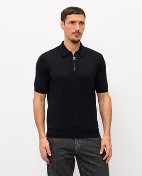 Stefano Ricci Black silk polo shirt K616006Z41F26102