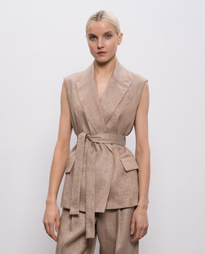 Brunello Cucinelli Beige linen vest with lurex MH5267774