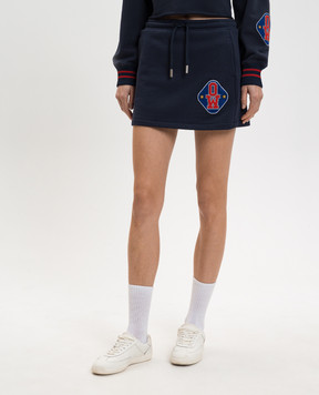 Off-White Blue mini skirt with logo patch 2CK006S26FLE001
