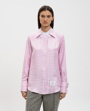 Thom Browne Pink checked silk shirt FLR016CF1040
