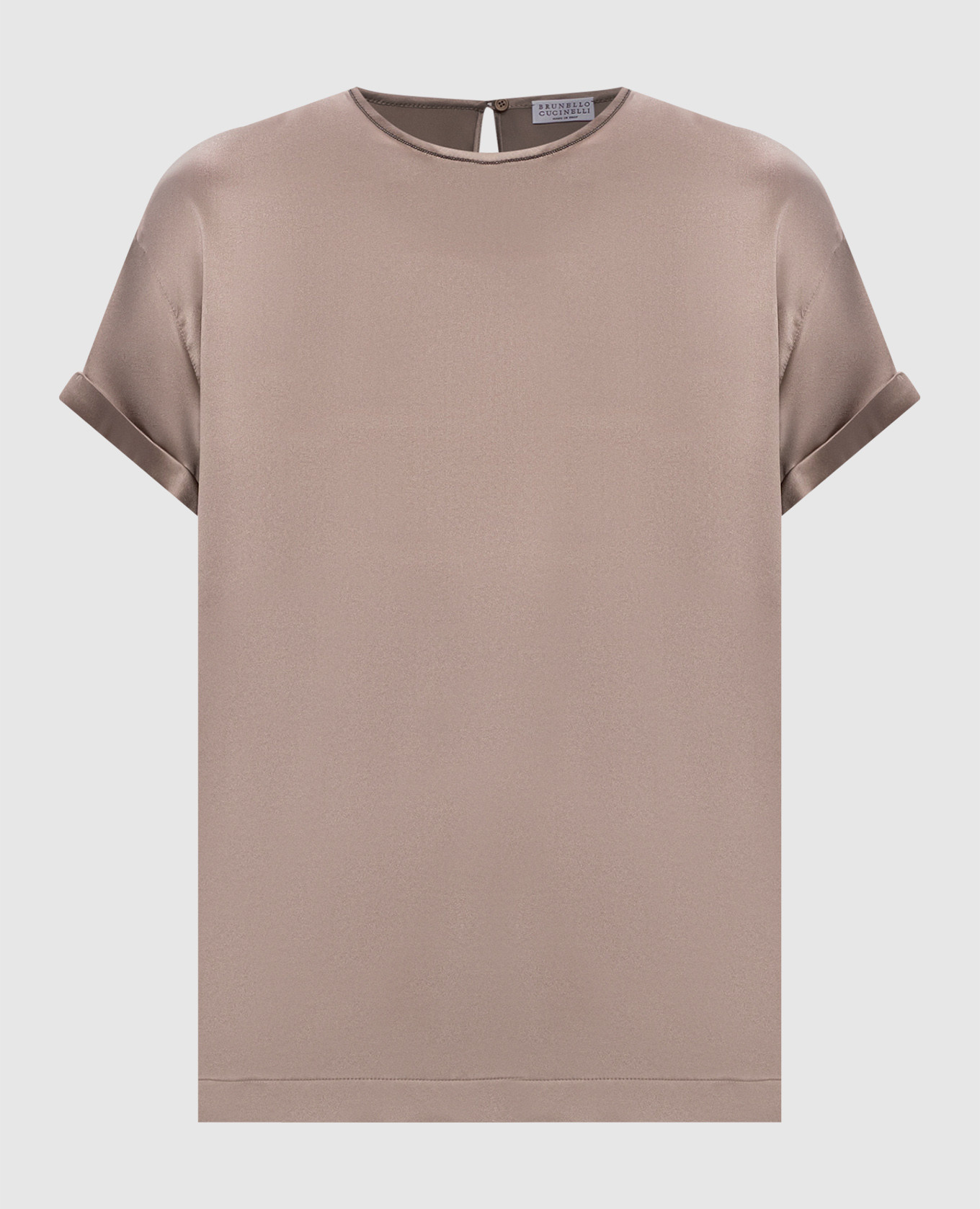 Brown silk blouse with chain
