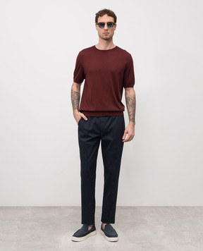 ISAIA Brown silk and cashmere T-shirt MG8442Y0535