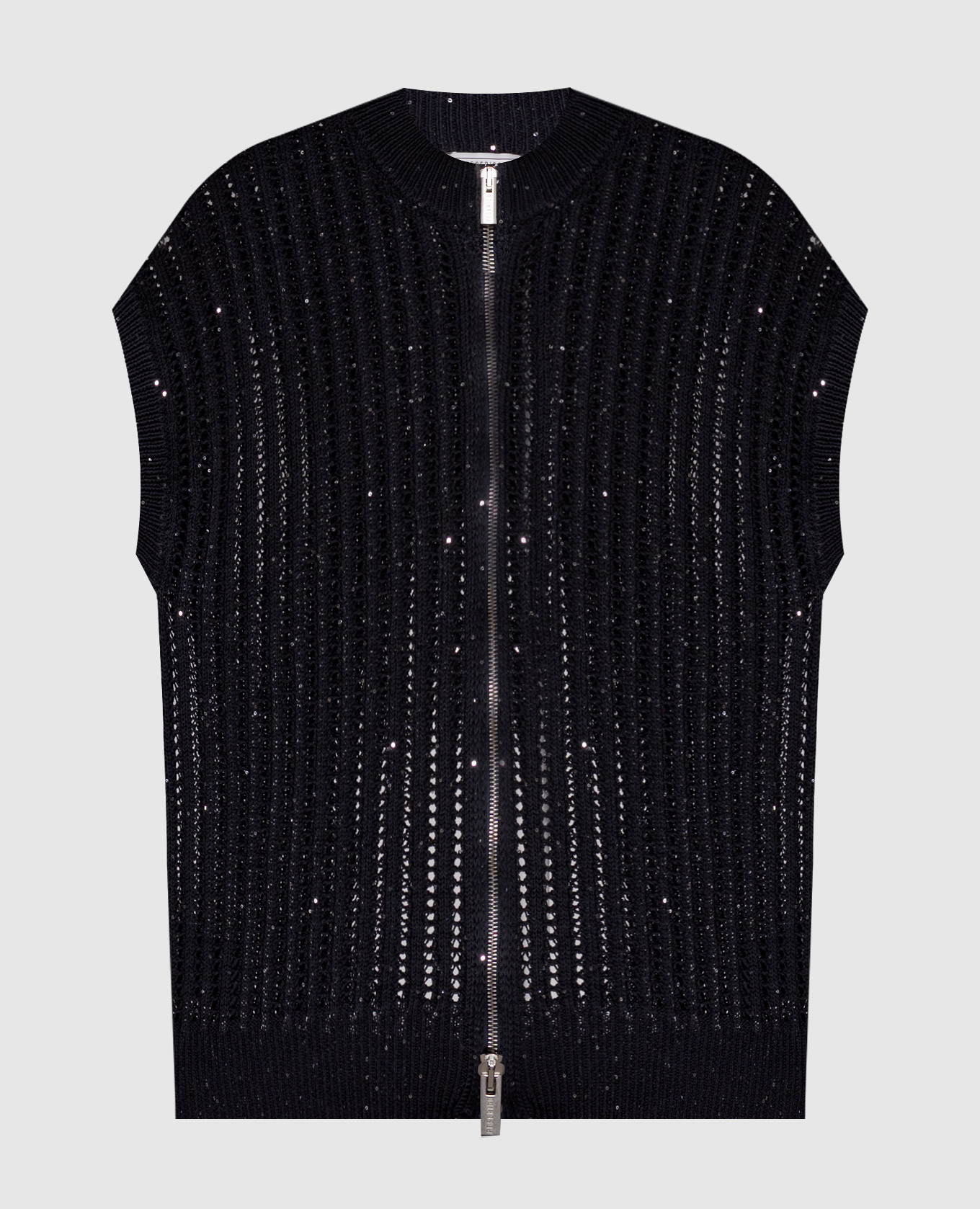 Black openwork cardigan with sequins