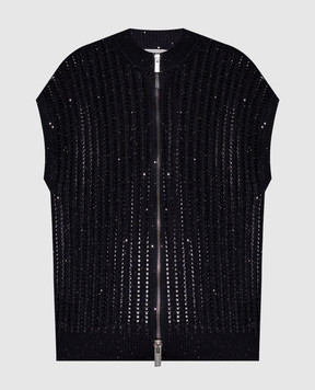 Peserico Black openwork cardigan with sequins A99082F0509110