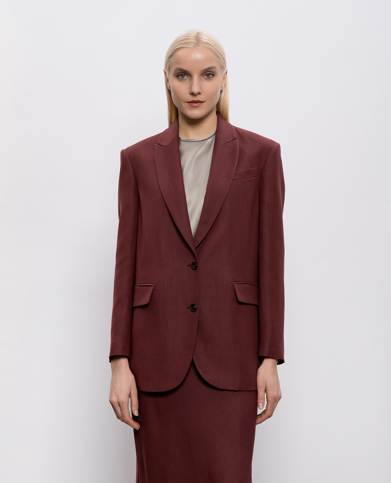 Burgundy jacket with linen Brunello Cucinelli 3