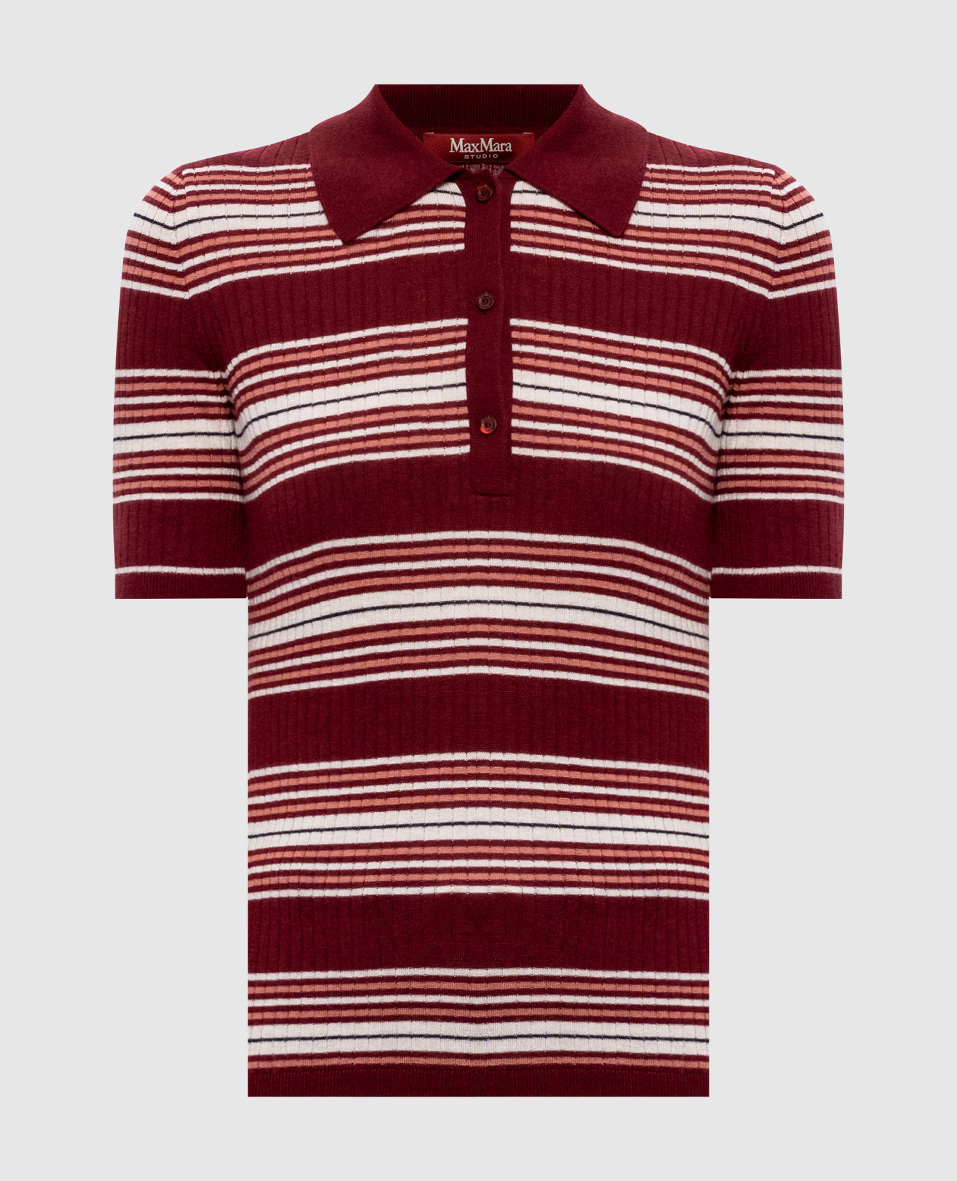 TALLERO burgundy striped silk and wool top