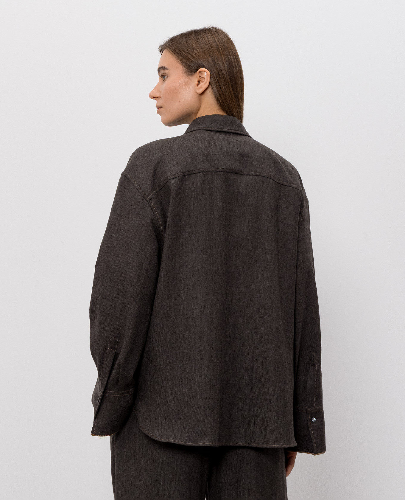 Brown wool shirt Brunello Cucinelli 4