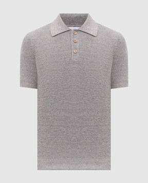 Brunello Cucinelli Gray knitted polo with linen M2L707715