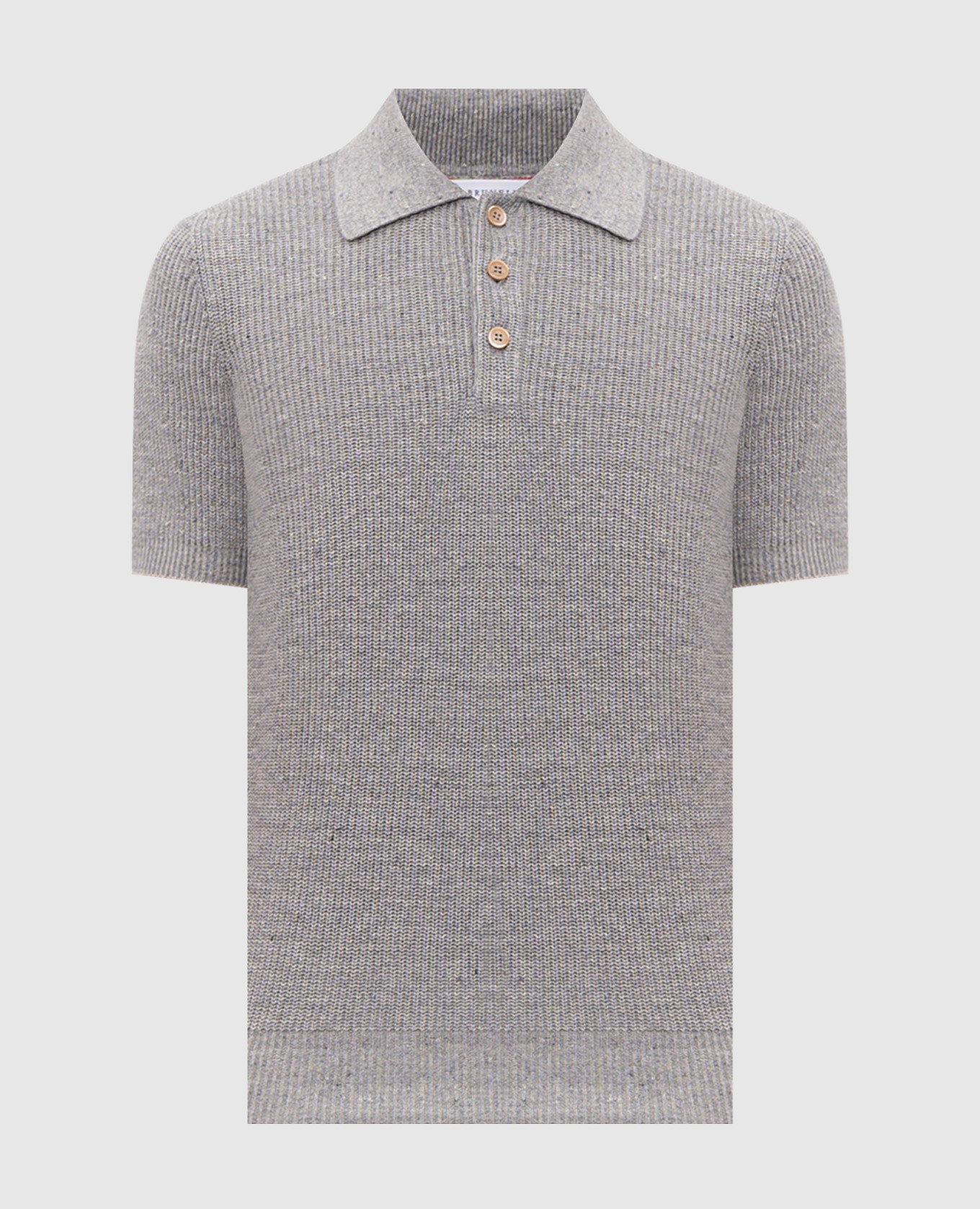 Gray knitted polo with linen