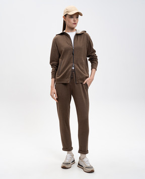 Brunello Cucinelli Brown sweatpants with monil chain MD828SB899